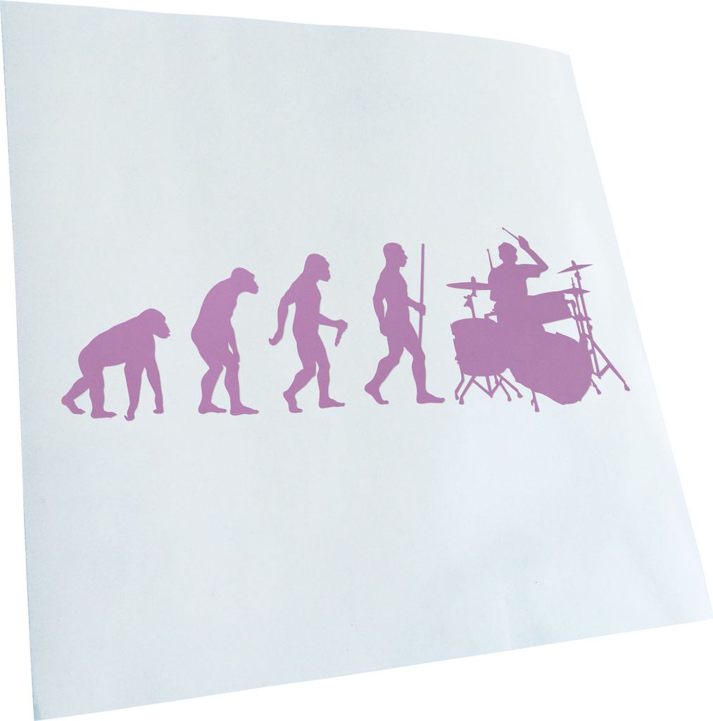 Kiwistar - Autoaufkleber - Evolution Schlagzeuger - Pink - 20x7cm - Aufkleber für Auto, Laptop, Fahrrad, LKW, Motorrad mehrfarbig JDM Decal Racing