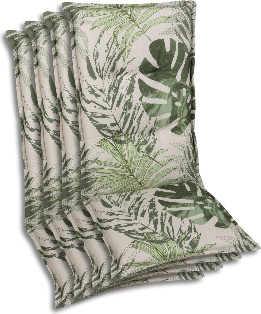 GO-DE Textil, Sesselauflage Hochlehner, 4er Set, Farbe: sand, Maße ca.: 120 cm x 50 cm x 7 cm, Rückenhöhe: 72