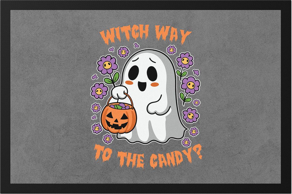 Witch Way To The Candy Fußmatte Halloween Geschenkidee Halloweenparty Gruselgeschenk Halloween-Deko
