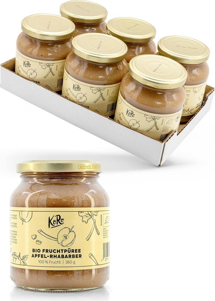KoRo I Fruchtpüree Apfel-Rhabarber 6 x 360 g