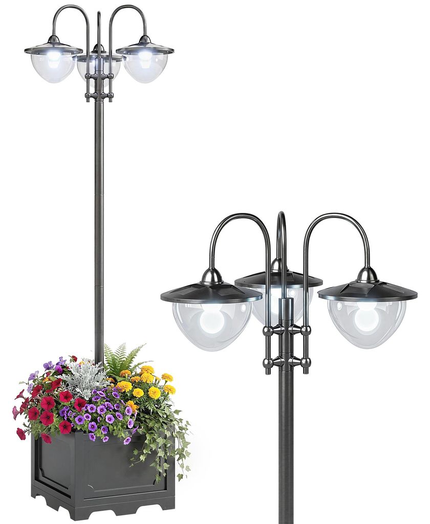 Outsunny Solarleuchte Gartenlicht 3-köpfige Lampe mit Produktbild 