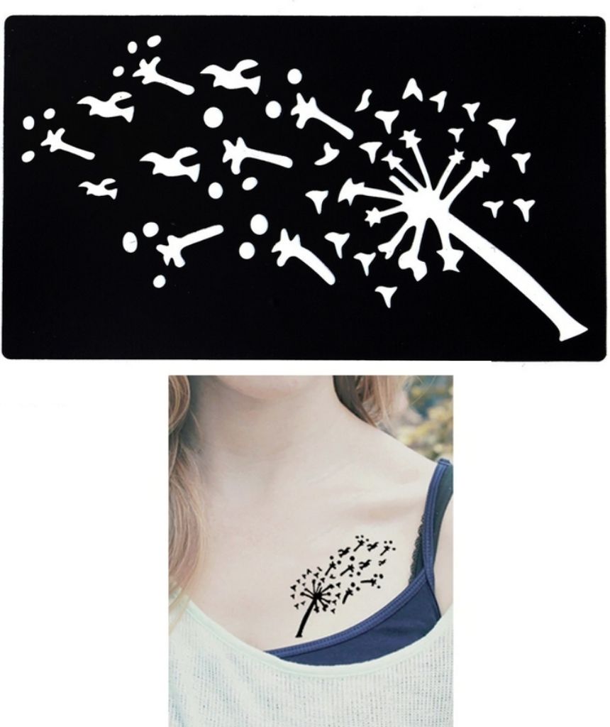 Henna Tattoo Schablone Airbrush Stencil Selbstklebend Pusteblume