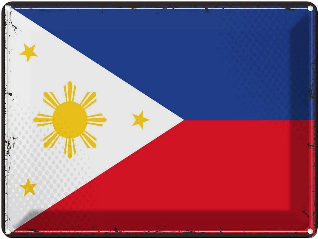 vianmo Blechschild 30x40 cm Philippinen Retro Philippines Flagge Fahne Wappen