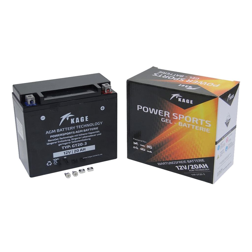 Batterie gel Kage YTX20L, 12 V 20 Ah, pôle positif à Image du produit 