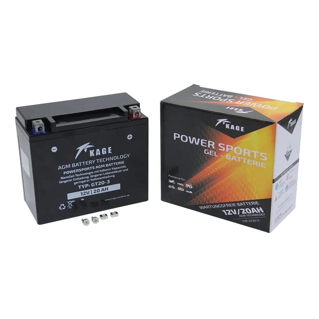 Batterie Kage YTX20L technologie Gel 20Ah 12V avec borne + à droite