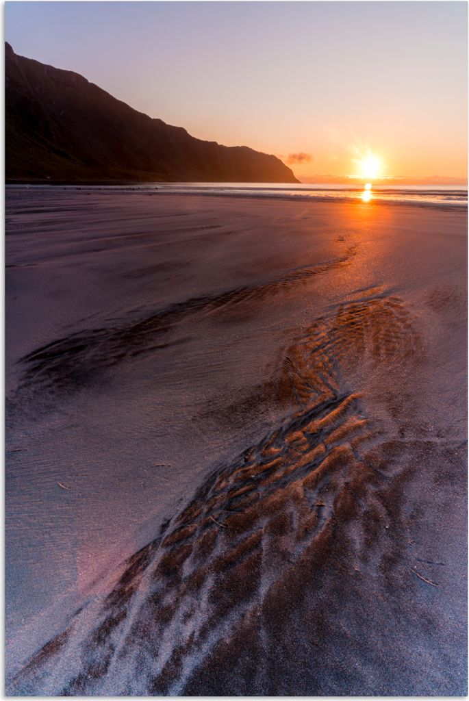 MuchoWow Poster Sonne - Strand - Berge 80x120 cm - Papierdruck