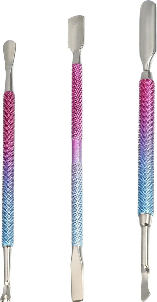 3 Stück nagele Hautschieber Satz Doppelkopf nagelehautschieber Rosa Rot Blau