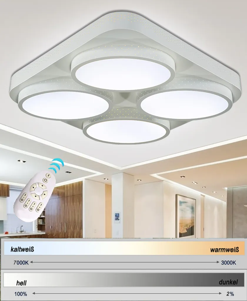 Luminaire de plafond LED dimmable avec télécommande pour salon