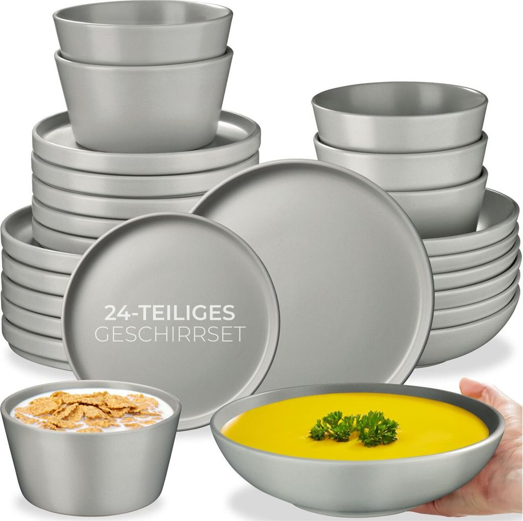 tectake® Una jídelní servis pro 6 osob, stohovatelný Obrázek produktu 