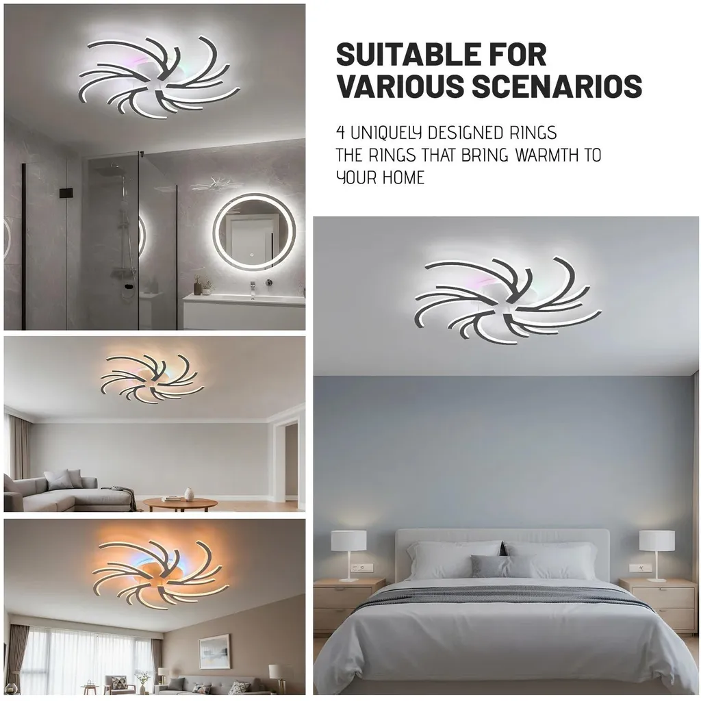 Plafonnier LED 110W Intensité Variable - Rétroéclairage RGB et Télécommande - 5