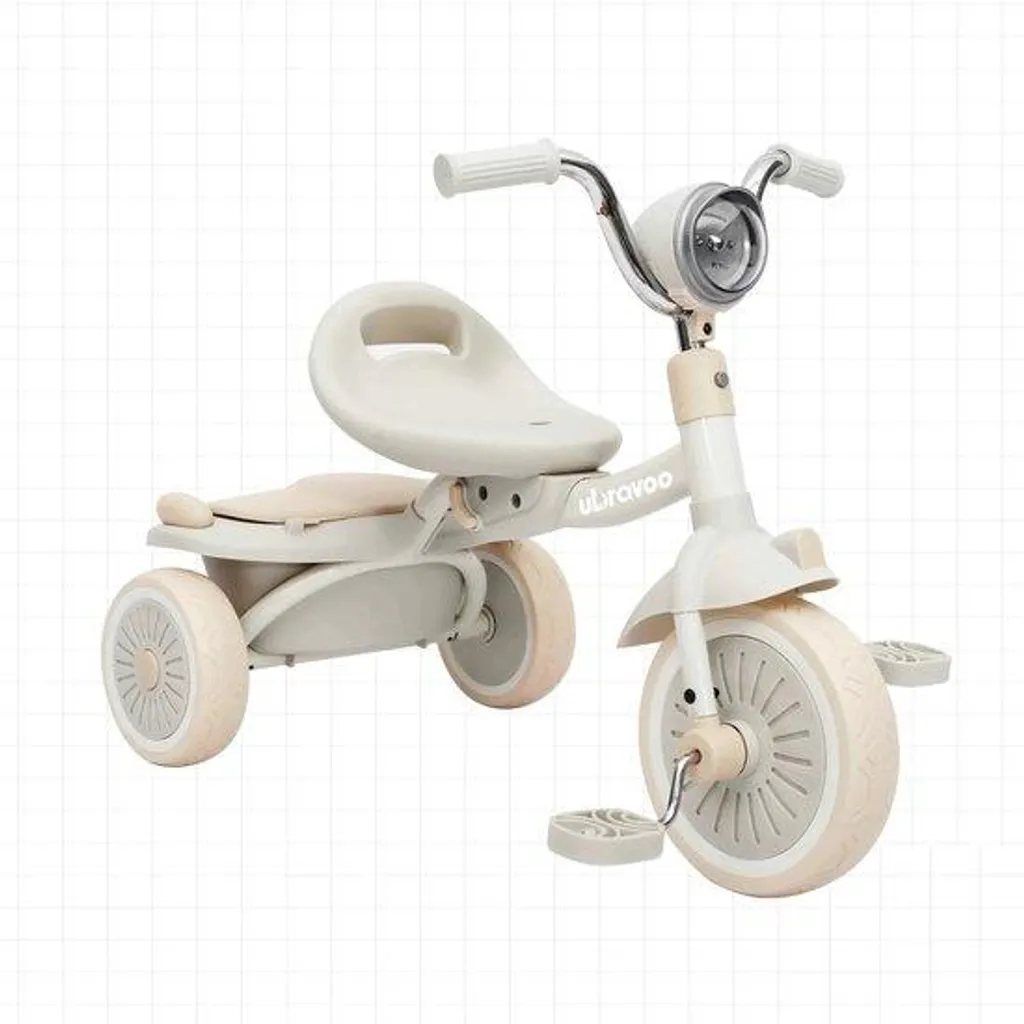 Tricycle pliable enfant 1 à 3 ans avec siège réglable coloris crème