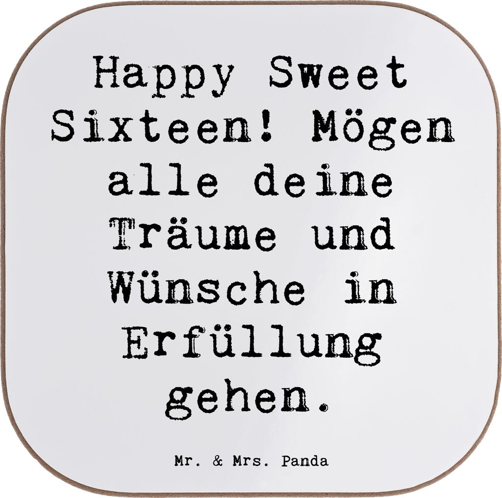 Mr. & Mrs. Panda Untersetzer für Gläser Spruch 16. Geburtstag - Weiß - Geschenk, Tischuntersetzer, personalisierte Geschenke, bieruntersetzer, H...