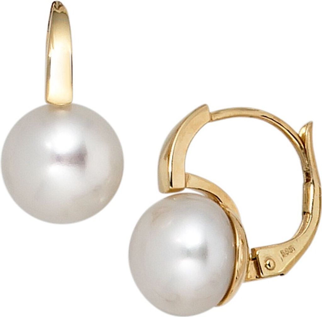 Ohrringe Boutons Süßwasser Perlen 585 Gold Gelbgold Perlenohrringe Damen