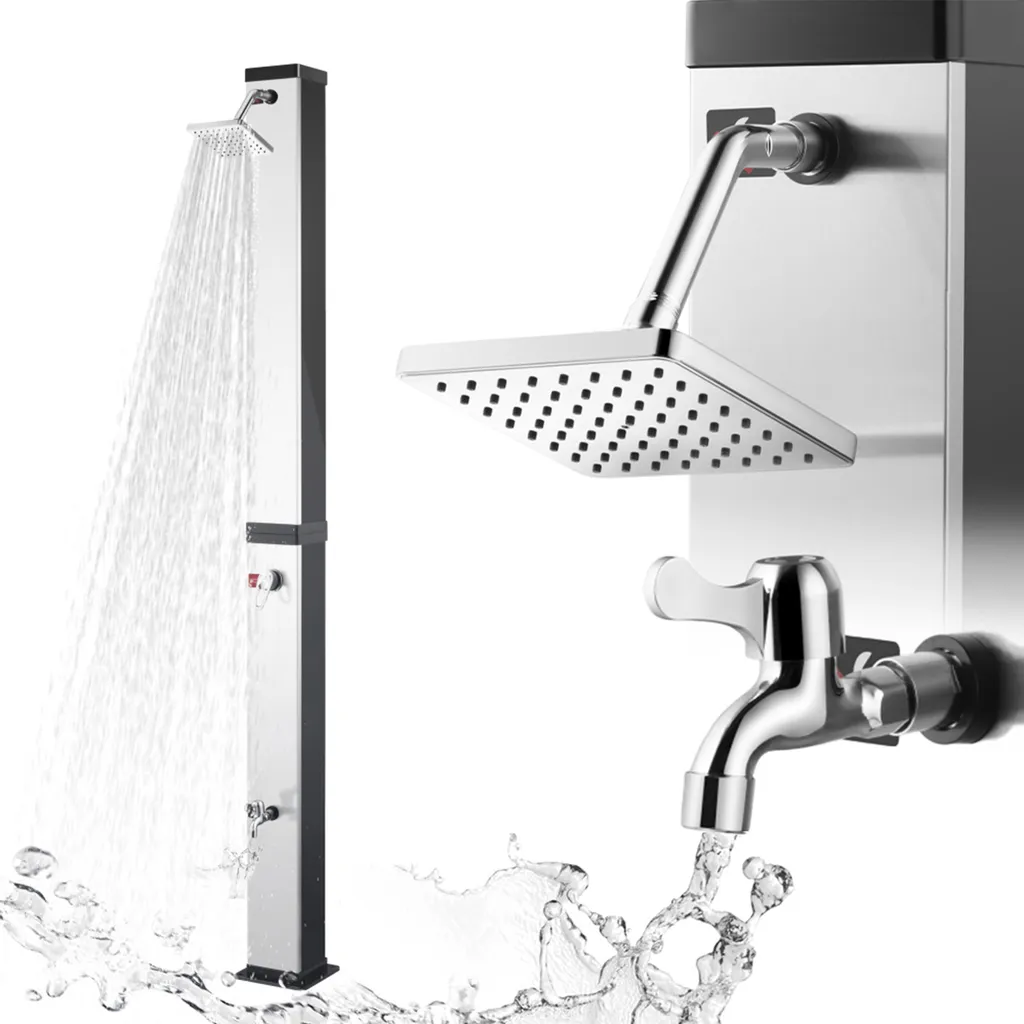 Douche solaire pour piscine Strattore Ocean en noir et chrome argenté