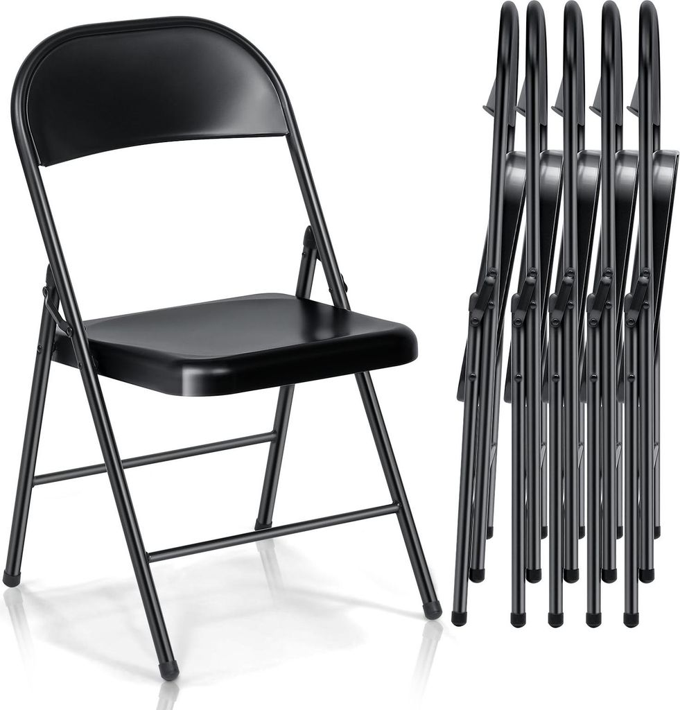 Klappstuhl 6er Set, Metall Büro Klappstühle bis 204kg belastbar, Schreibtischstuhl für Terrassenstuhl & Küchenstühle & Gartenstühle