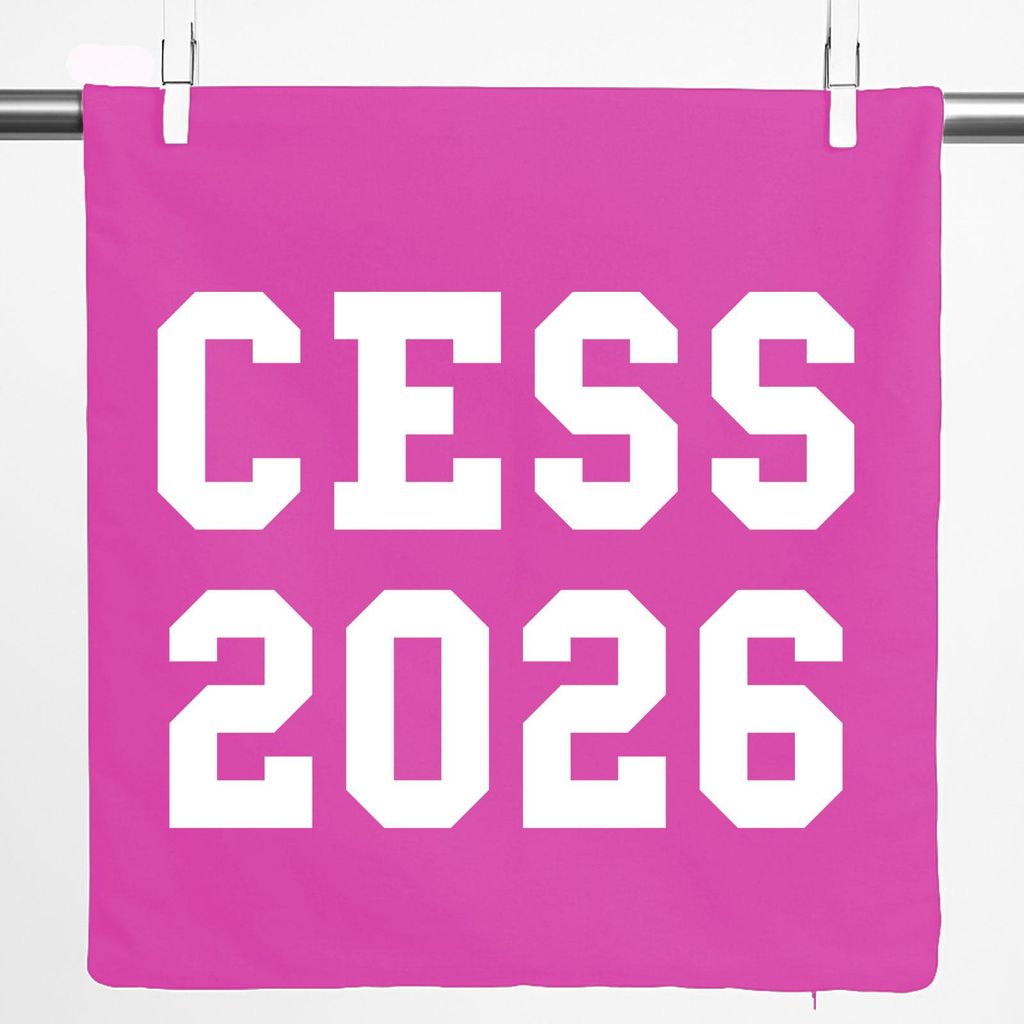Huuraa Kissenbezug CESS 2026 Abschluss Belgien (frz.) 40x40cm Fuchsia Baumwolle Dekokissenbezug Geschenkidee