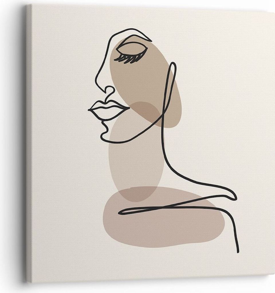 Bild auf Leinwand - Leinwandbild - Einteilig - Zeichnung einzeilig Frau - 30x30cm - Wand Bild - Wanddeko - Wandbilder - Leinwanddruck - Bilder - Wa...