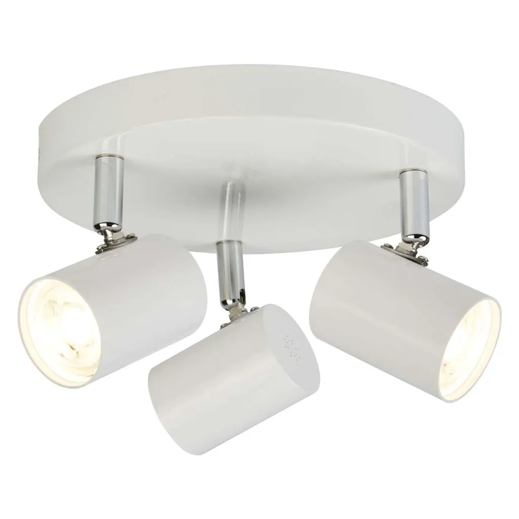 Plafonnier LED ROLLO en chrome et blanc 26 cm pour éclairage moderne