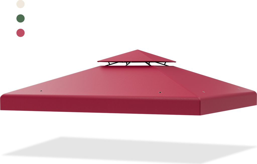 COSTWAY 3x3m Ersatzdach für Pavillon, Doppeldach Pavillondach Ersatzbezug mit Ablauflöchern & Klettverschlüssen, Pavillonabdeckung (Weinrot)