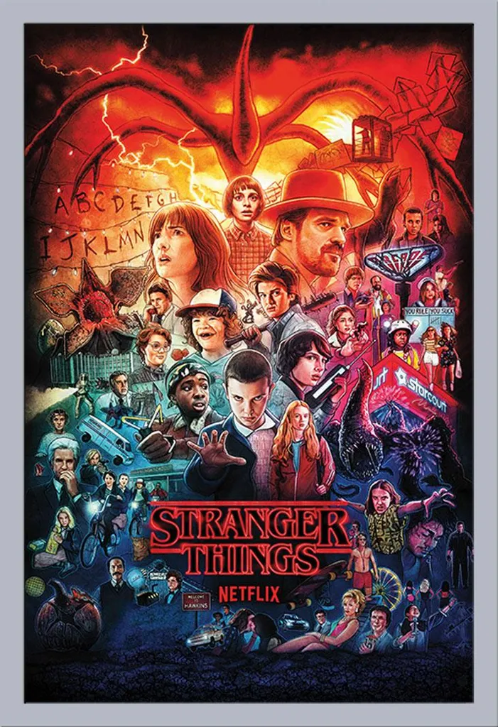 Poster Stranger Things per Cameretta + Cornice Argento Sicura