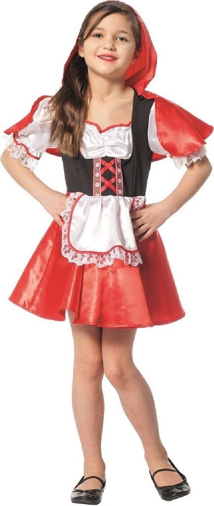 L3100490-104 schwarz-rot-weiß Kinder Kleid Mädchen Rotkäppchenkostüm Gr.104