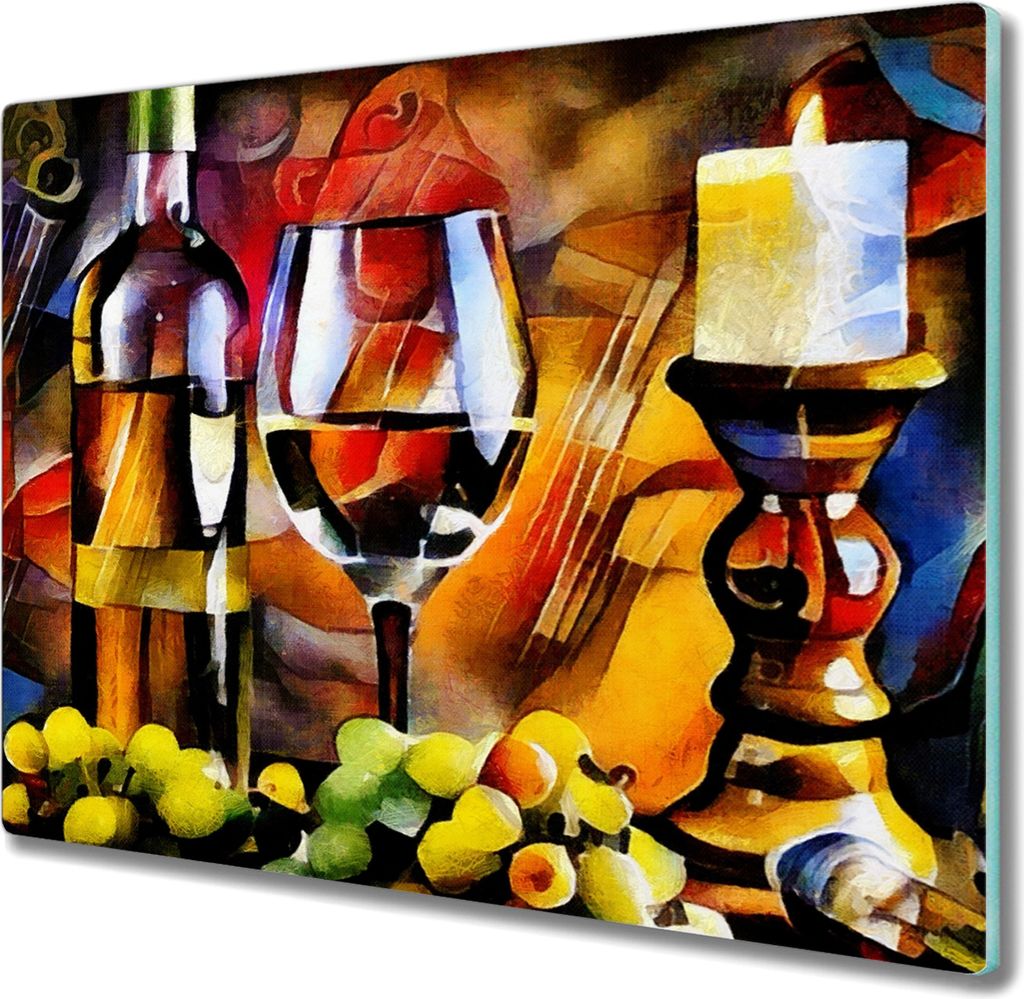 Coloray Hackbrett Herdabdeckplatte 60x52 cm Küchenbrett Kochplattenabdeckung Schneidebrett - Alkohol Trauben