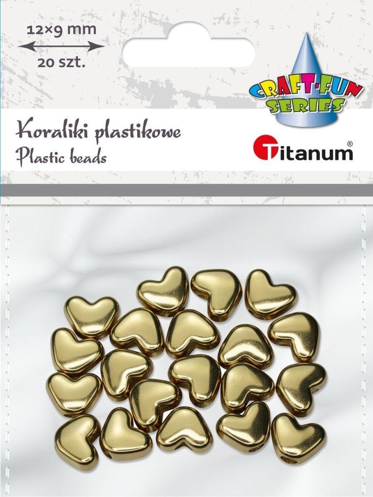 Kunststoffperlen goldene Herzen 12x9mm 20 Stück Titanum
