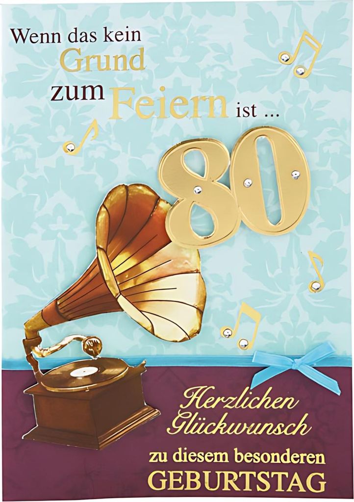 Designers Klappkarte Motiv 9, 80-Wenn das kein Grund zum Feiern ist...