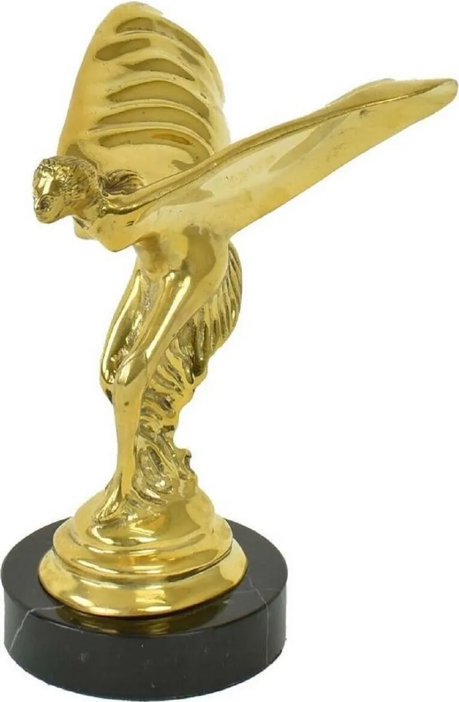 Sculpture Spirit of Ecstasy Luxe Or et Noir - Bronze et Marbre - 16cm