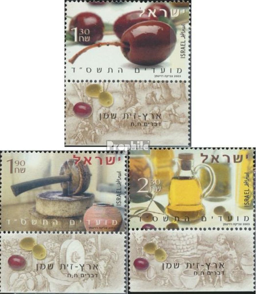 Briefmarken Israel 2003 Mi 1745-1747 mit Tab (kompl.Ausg.) gestempelt Olivenproduktion