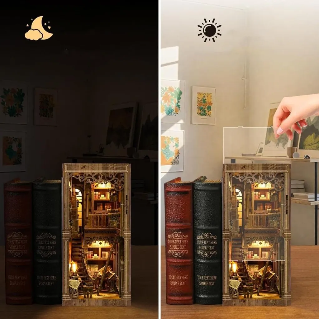 Solution Déco Bibliothèque : Book Nook Kit Miniature Bois Lumineux