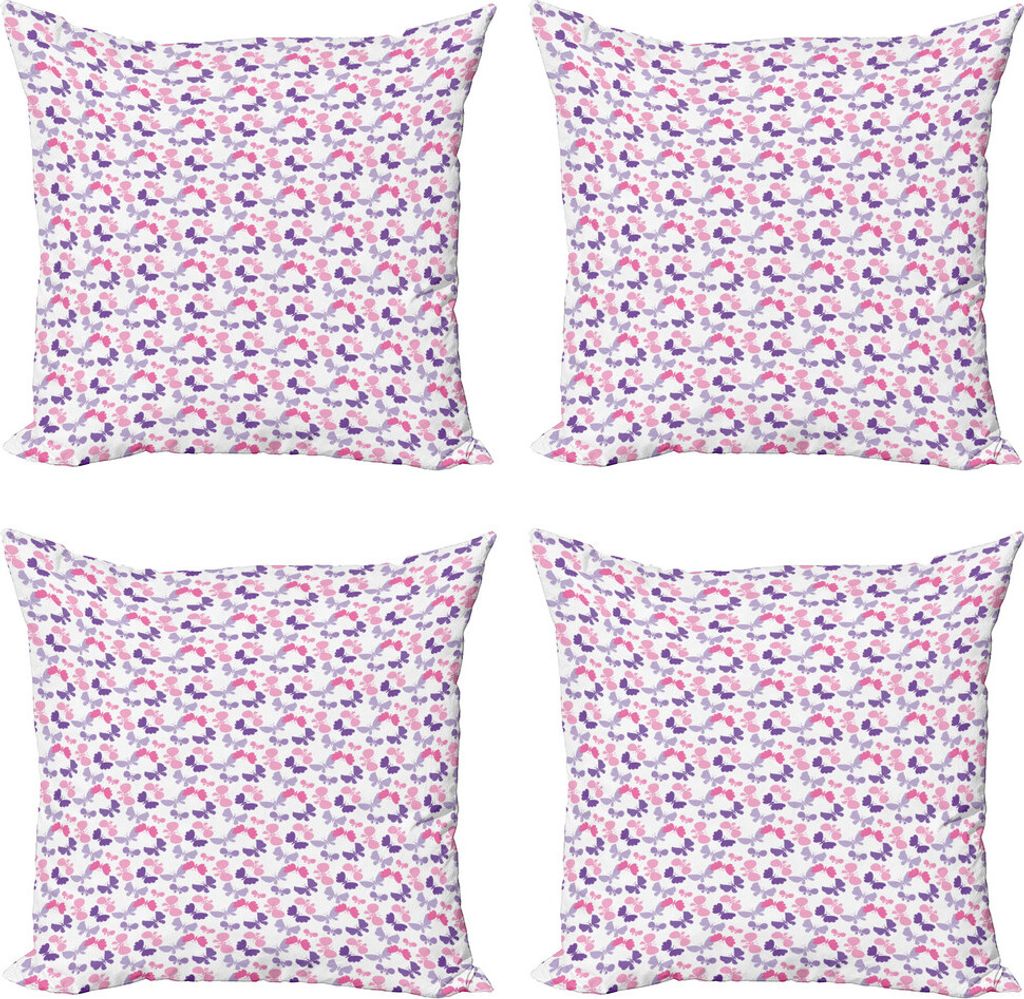 ABAKUHAUS Schmetterling Kissenbezug Set (4 Stück), Simplistic Geometrie Bugs, Moderner Doppelseitiger Digitaldruck, 40 cm x 40 cm, Mehrfarbig
