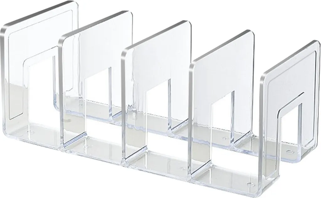 Organisateur de Livres Transparent avec 4 Diviseurs de Rangement