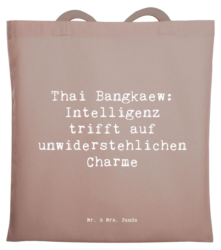 Mr. & Mrs. Panda Tote Bag Spruch Thai Bangkaew Charme - Braun Pastell - Geschenk, Hund, dokumententasche, Schultasche, Shopping Tasche, treuer Begl...
