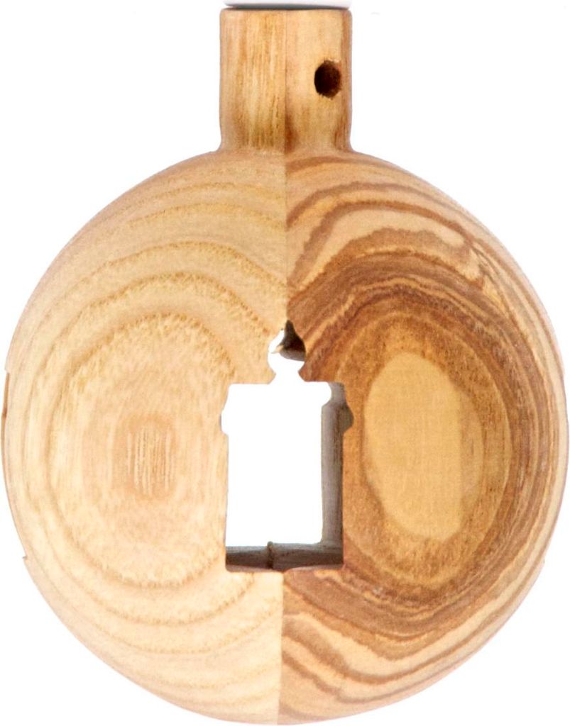 Holz-Christbaumkugel gedrechselt - Kerzenmotiv