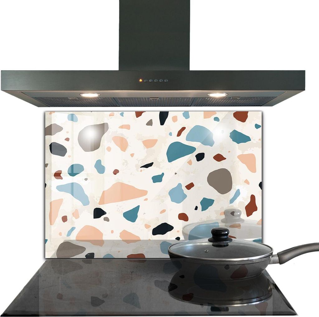 Spritzschutz aus Glas Küchenrückwand - Wandschutz für Herd und Spüle - 80x60 cm - Terrazzo Terrazzo Terrazzo Terrazzo Terrazzo Terrazzo Terrazz...