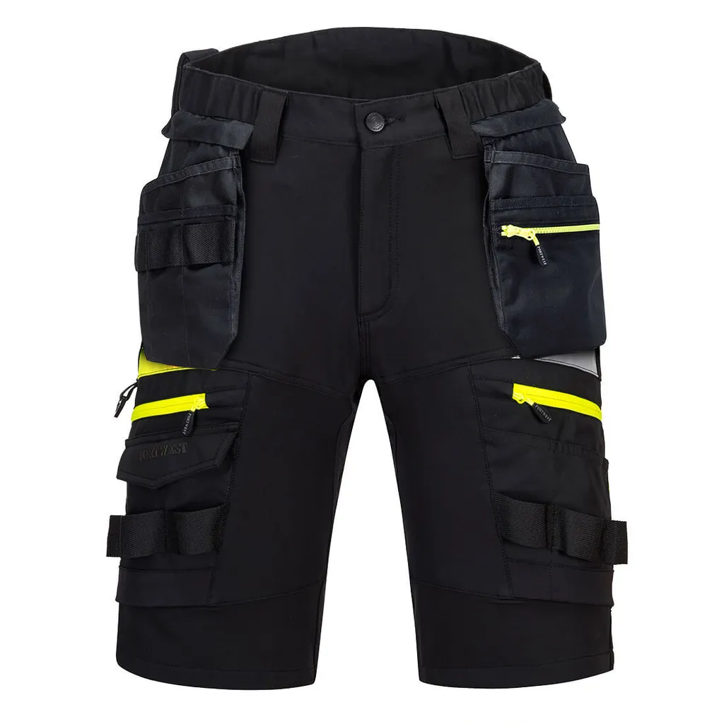 Short de chantier homme noir Portwest DX444 avec poches flottantes