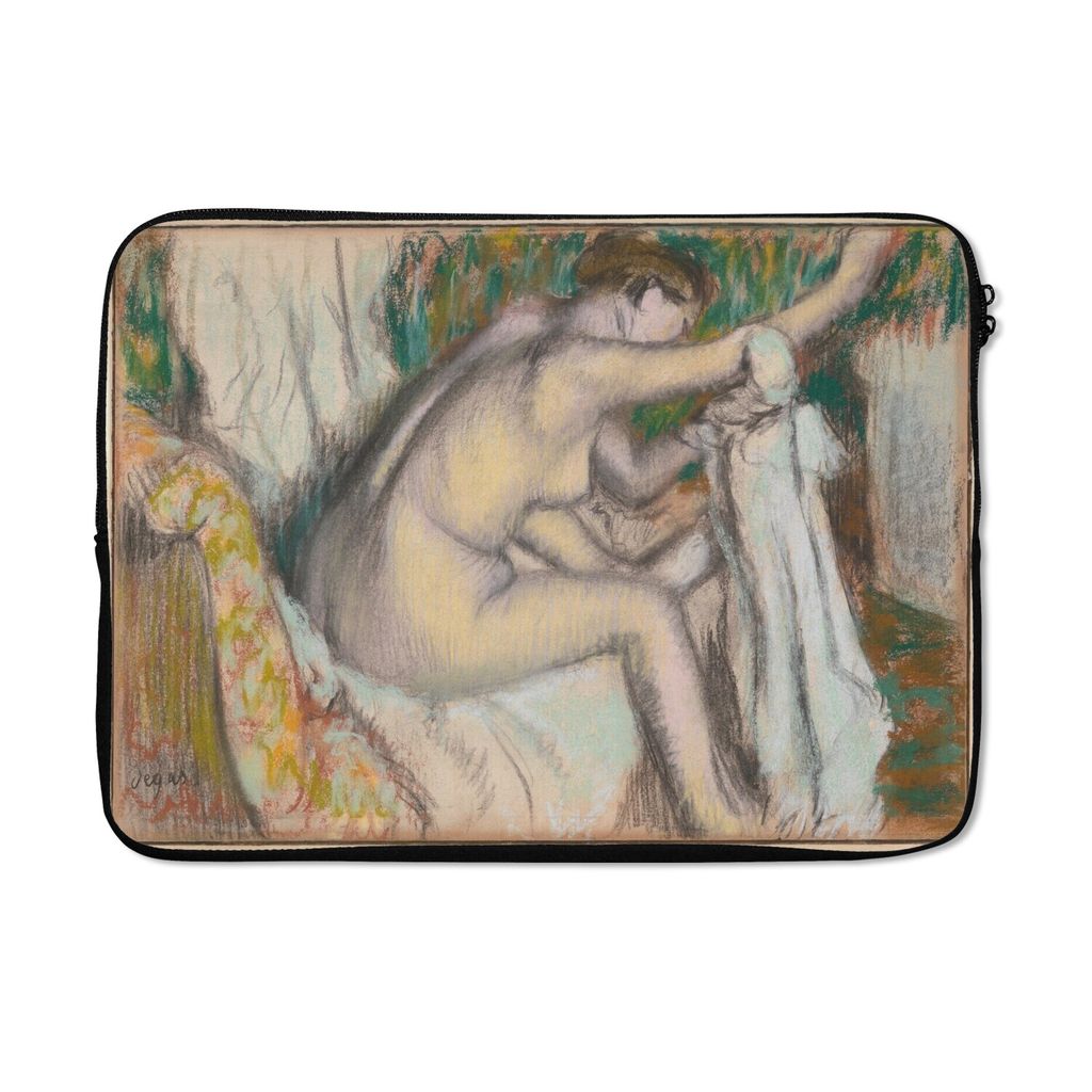 MuchoWow Laptop Hülle 14 ZollFrau trocknet ihren Arm - Gemälde von Edgar Degas Laptoptasche - Laptoptasche - Stoßsicher - Schutzhaube