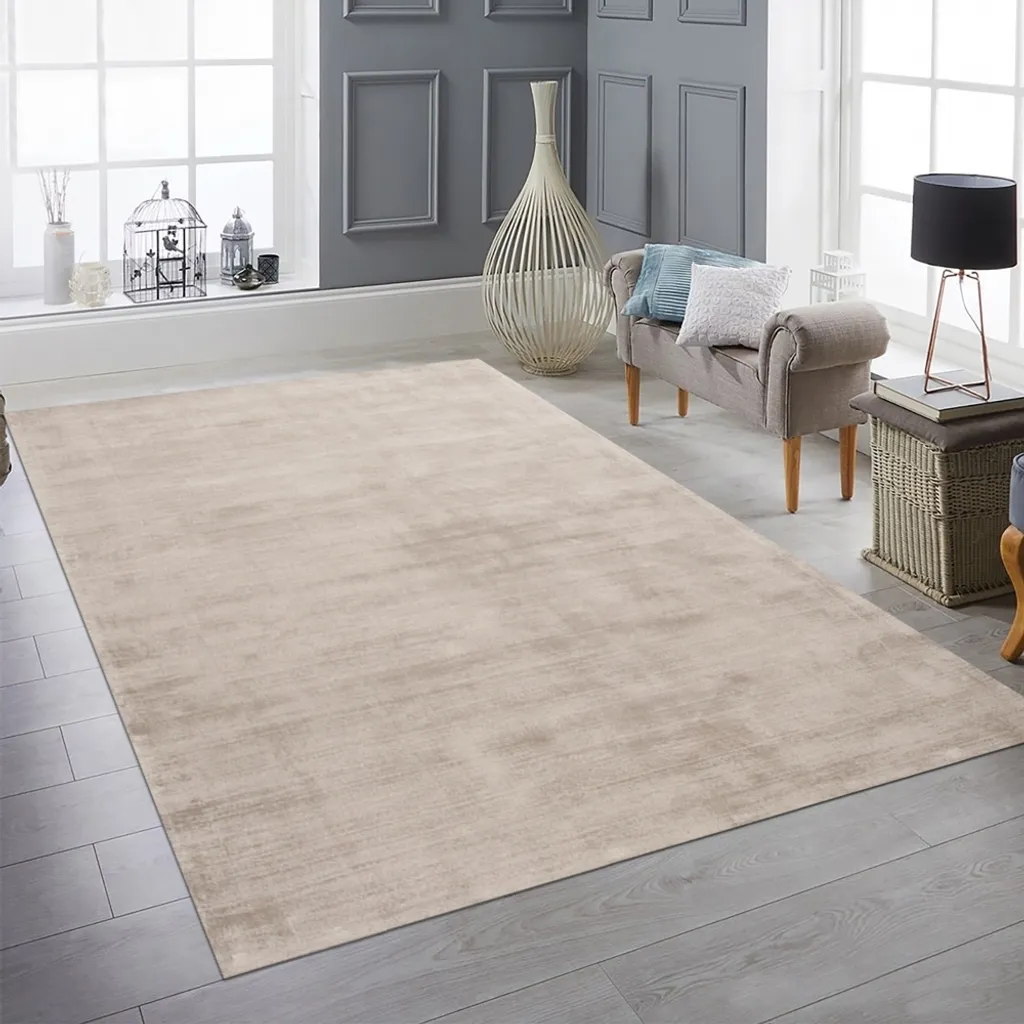 Tapis de salon beige haute qualité fait main 120x170 cm hypoallergénique