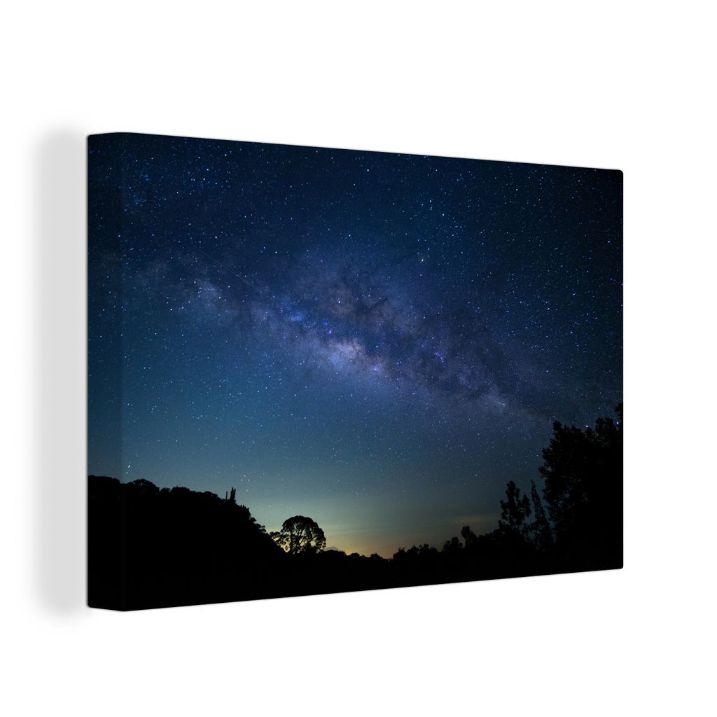 OneMillionCanvasses - Leinwandbilder - 140x90 cm, Eine Illustration der Milchstraße von der Erde aus, Wandbilder Kunstdruck Wanddekoration - Fot...