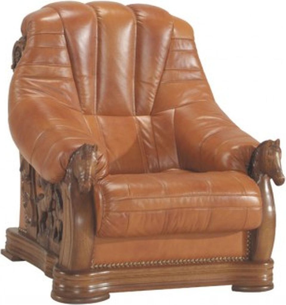 Antik Stil Ledersofa Couch Sofagarnitur 3+1 Sitzer Italienisches Leder Polster
