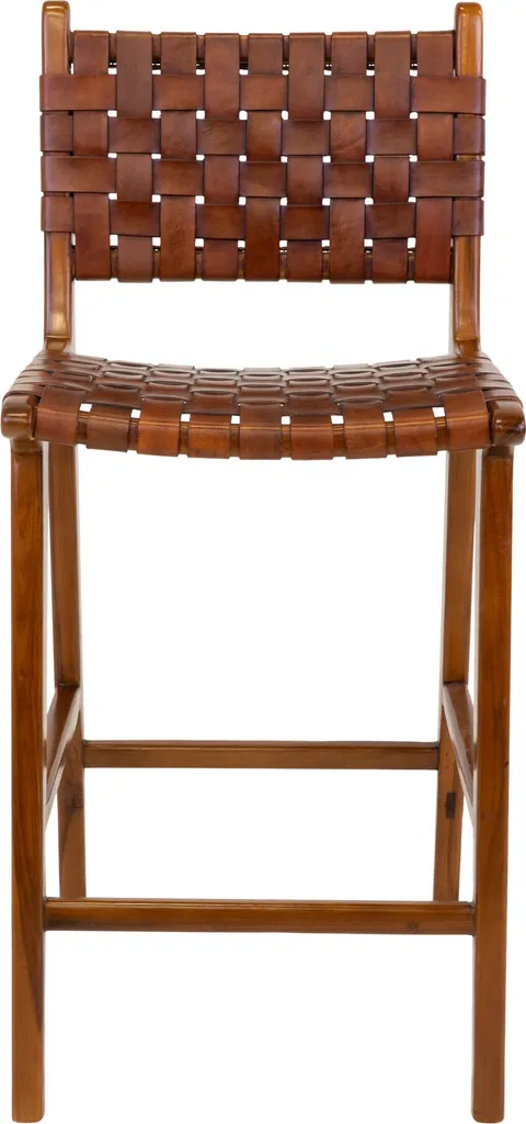 Perugia Tabouret de bar en cuir marron vintage avec assise rembourrée