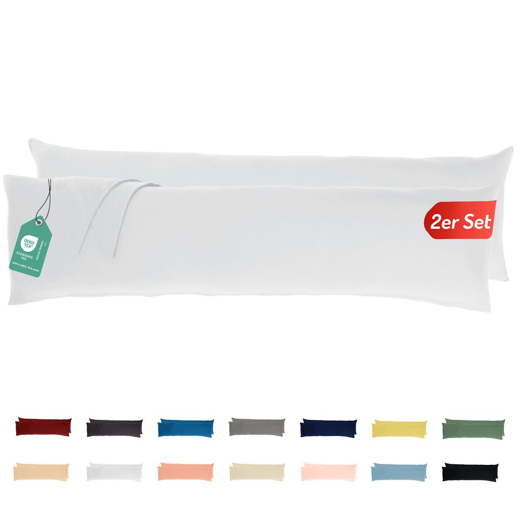 Jersey Kissenbezug 2er Set 40x145 cm 100% Baumwolle Weiss Produktbild 