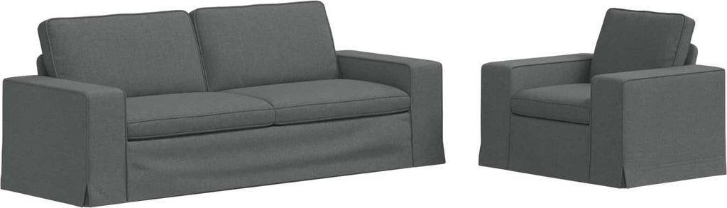 vidaXL Sofa Set 2 pcs Dunkelgrau 222 x 80 x 82 cm Stoff