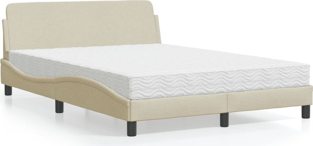 Maison Exclusive - Bett mit Matratze "Dover" Creme 120x200 cm Stoff