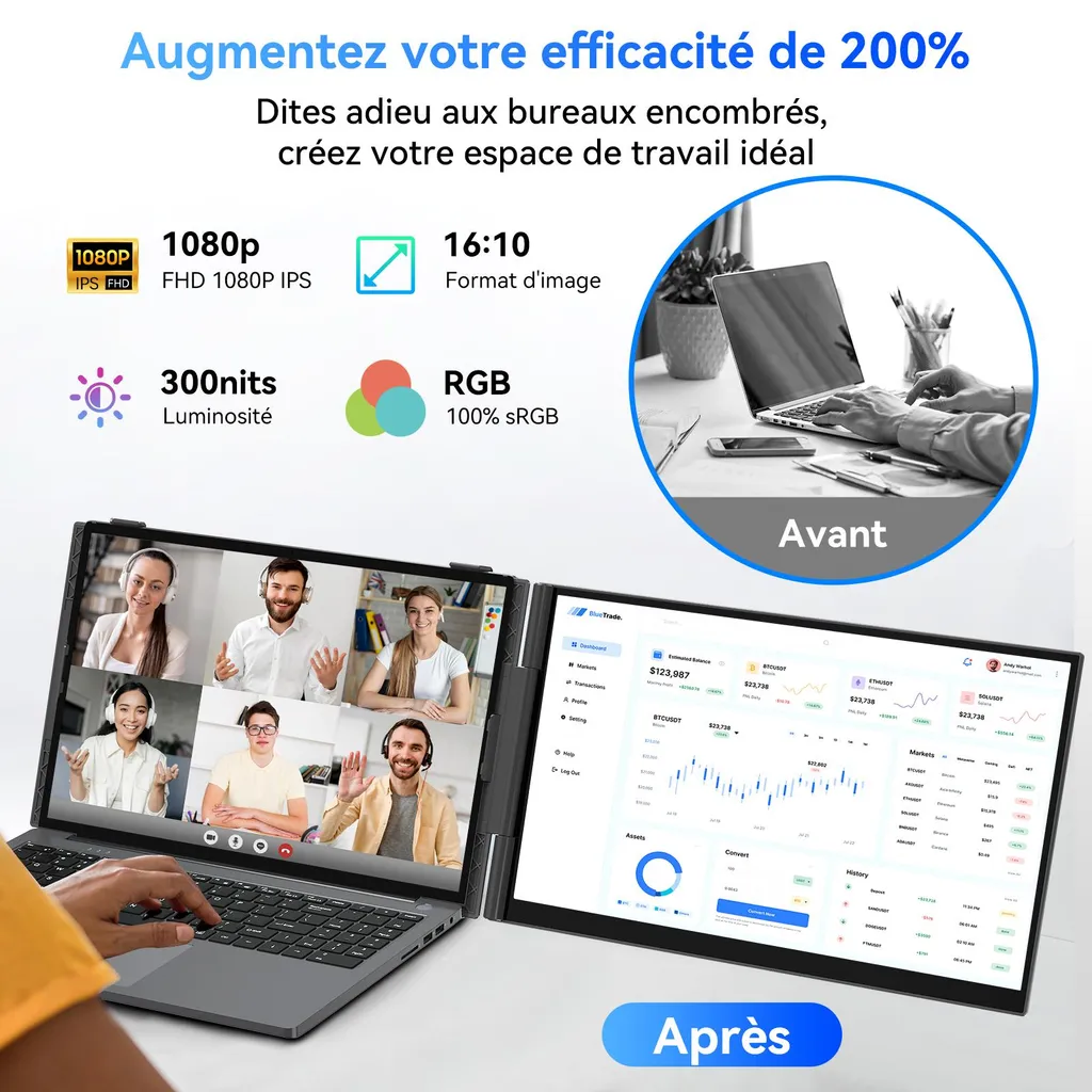 Écran PC Portable Secondaire 15,3" Blackview SCM8 Full HD+ 180°