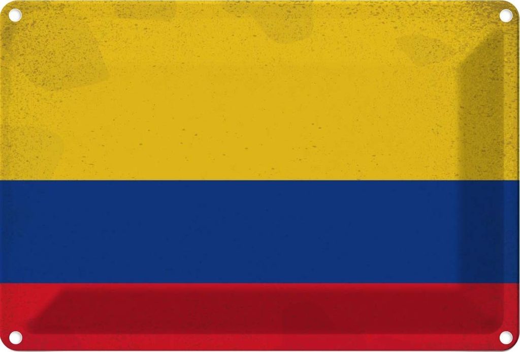 vianmo Blechschild 12x18 cm Kolumbien Colombia Vintage Flagge Fahne Wappen