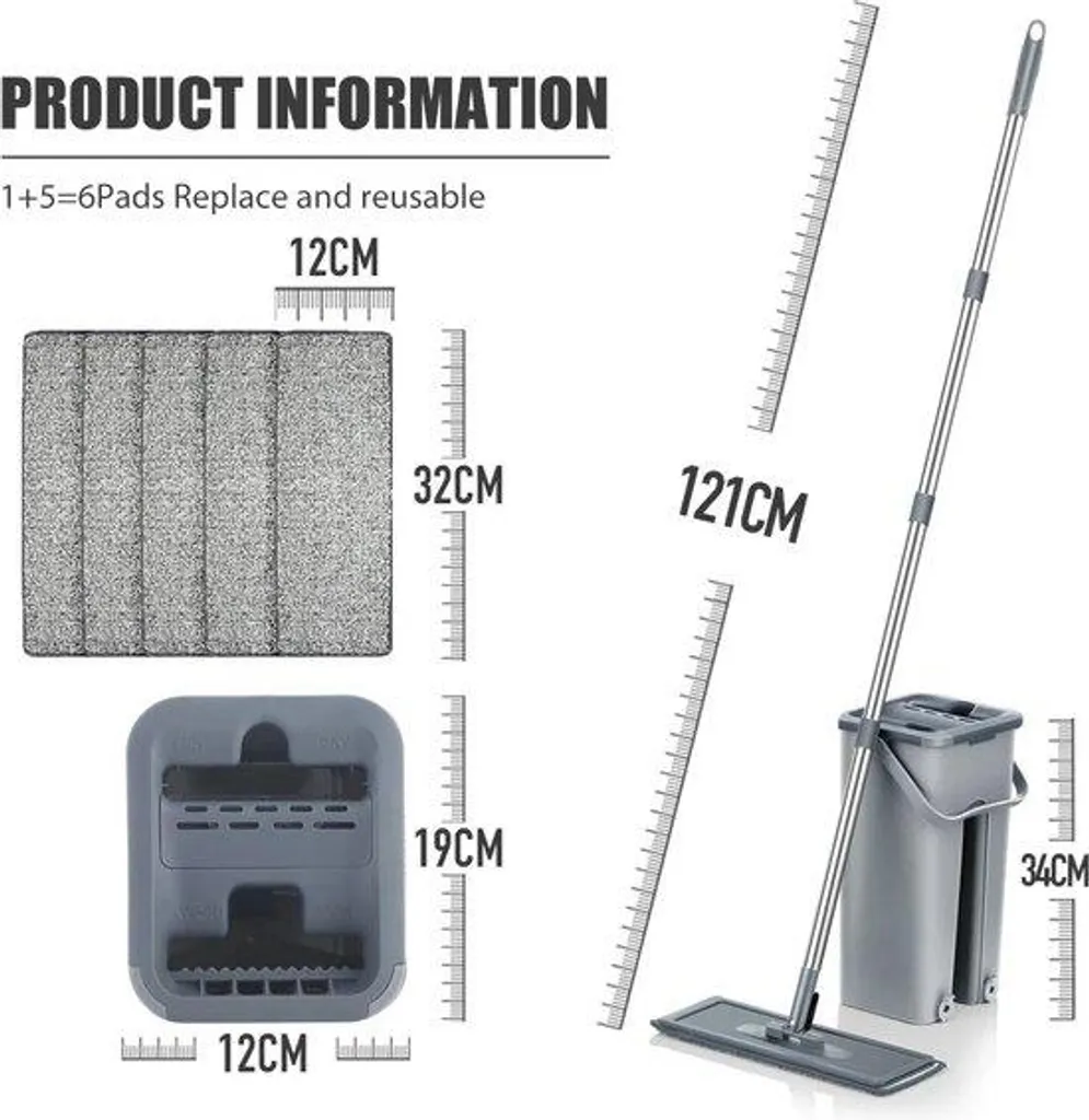 Kit entretien des sols maison et appartement avec 6 mops microfibres