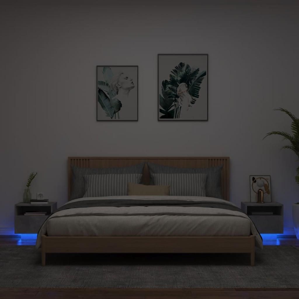 vidaXL Nočné stolíky s LED osvetlením 2 ks. Betónová sivá Obrázok produktu 