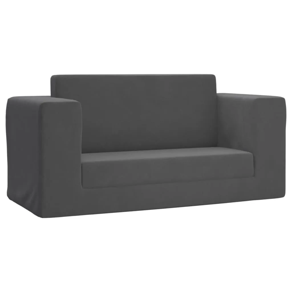 SYFAX™ Divano Letto Bambini 2 Posti Antracite - Peluche Morbido Lavabile